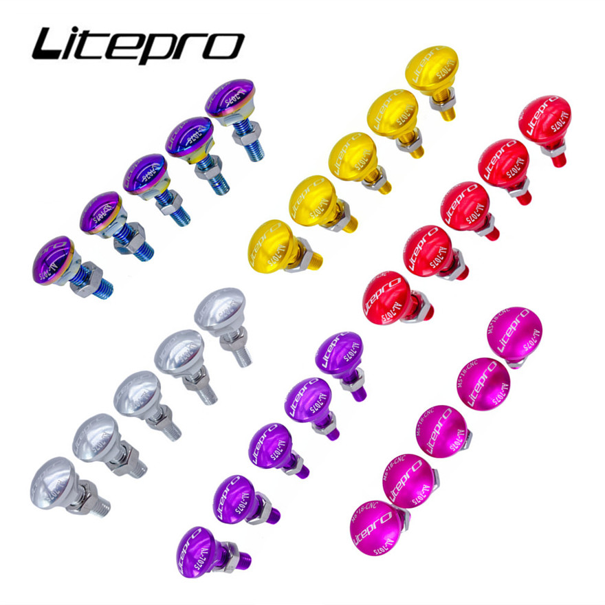 Picture Of Mountain Biking - Litepro 5Pcs ล้อยึดสกรูอลูมิเนียมพับจักรยานด้านหลังส้อมยึดสลักเกลียวสำหรับ Birdy 2 3จักรยาน
