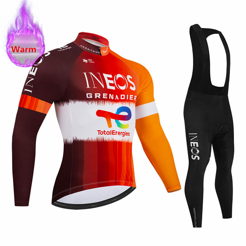 Mountain Biking Wallpaper - ชุดเสื้อปั่นจักรยานแขนยาวกันหนาวพร้อมกางเกงเอี๊ยม Ineos Team Winter สำหรับปั่นจักรยานเสือภูเขา